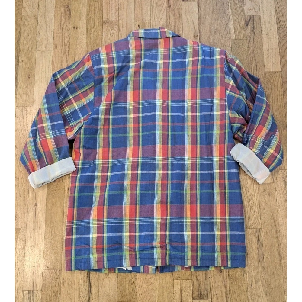 Adolfo Blazer Womens Large Plaid Preppy Oversized Blue Yellow Work Office - Picture 2 of 10